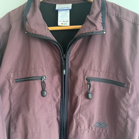 Vintage Reebok Jacket / Mens M-L / Dark Purple / Embroidered Logo - Picture 3 of 6